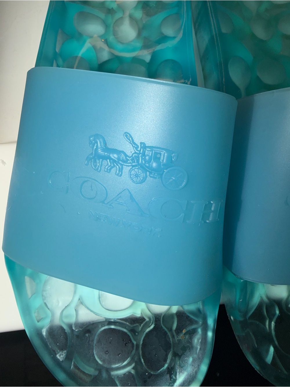 Coach Blue Teal Slide Sandals - Picture 3 of 10